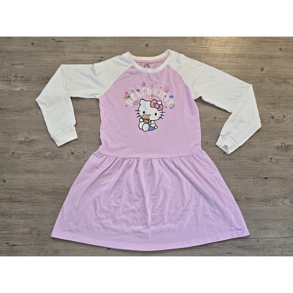 Hello Kitty by Sanrio Long Sleeve Cotton Blend Dress Girls Size LG 10/12
